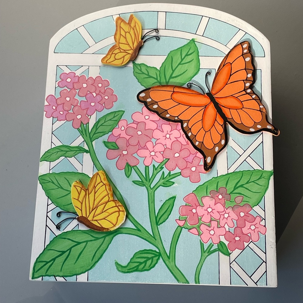 Wood Cabinet Butterfly Cabinet Storage Box Home Decor 10.5”